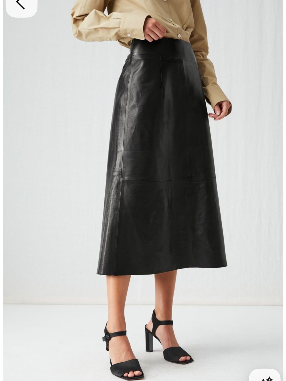 Arket Stockholm Black Leather 2026 Midi Skirt